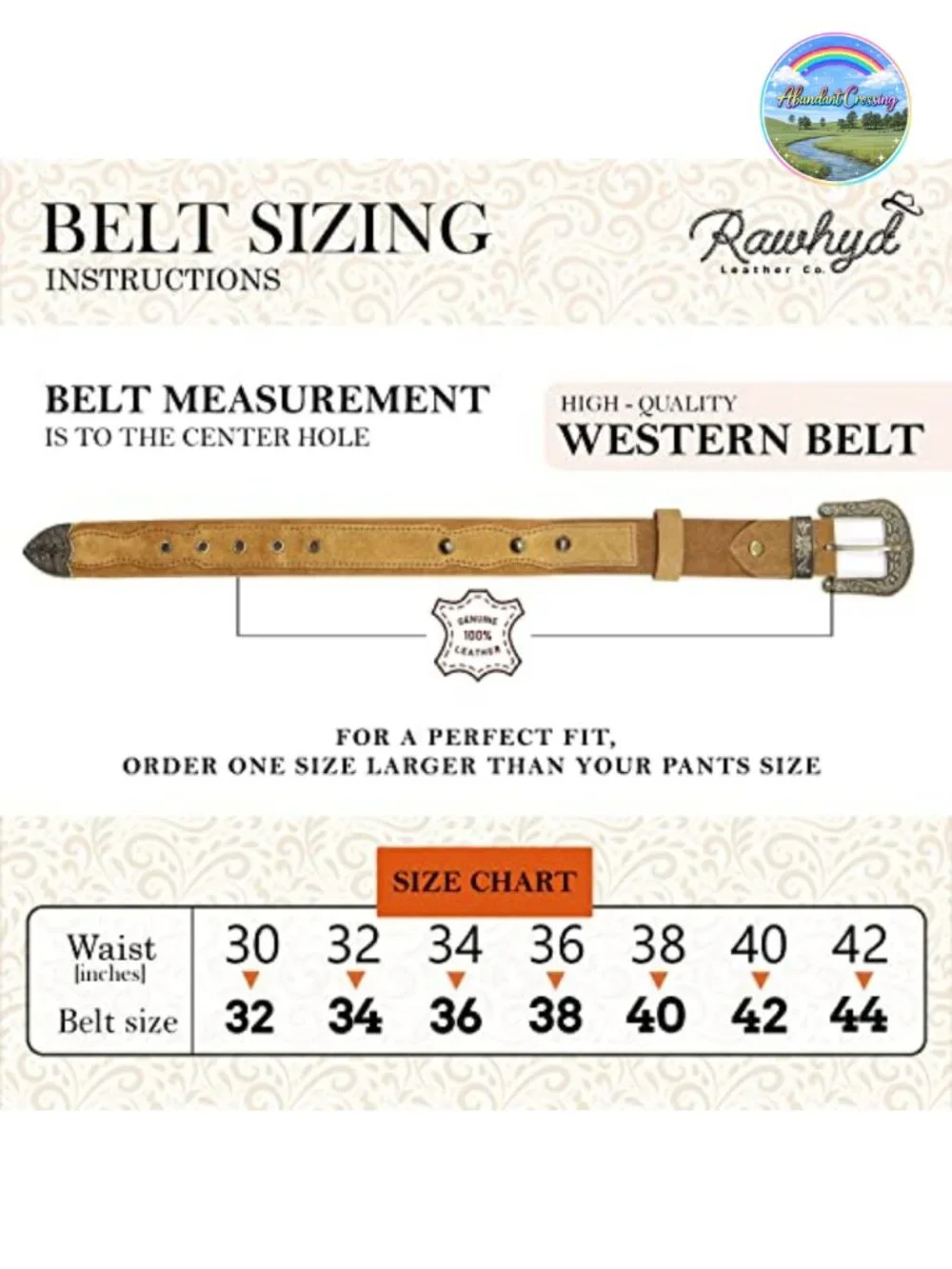 Full-Grain Leather Western Belt Adjustable Cowboy Belt